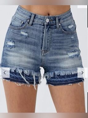 NWT Risen High Rise Patched Hem Detail Shorts